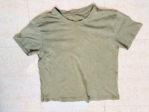 Olive Green Cropped T-Shirt