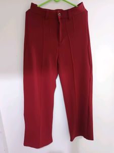 Women's Chic Red Regular Fit Trouser