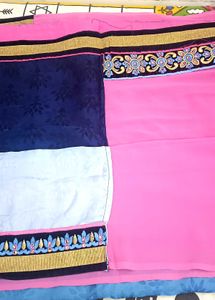 Stunning Blue Ombre Saree with three color
