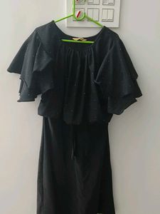 Chic Black Dress with Ruffle Sleeves