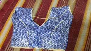 Stunning Blue Brocade Blouse