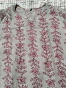 Grey Floral Print Kurta
