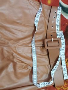LEATHER BROWN PANTS WITH BELT