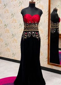 Stunning Red &amp; Black Embellished Gown