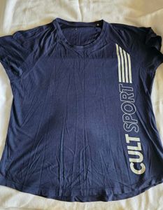 cult sport Comfortable Navy Blue Graphic T-Shirt