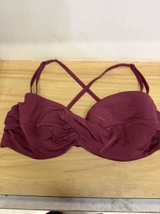 H&M Maroon Ruched Bikini Top