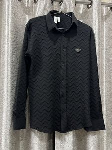 Men's Textured Black Long Sleeve Shirt