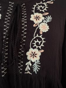 Floral Embroidered Black Peplum Top