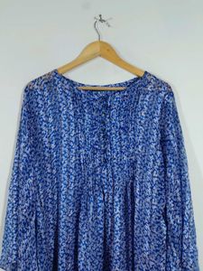 Navy Blue Printed A Line Top For Women's