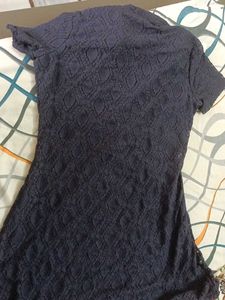 Navy Blue Lace Collared Dress
