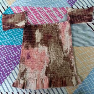 Smocked Off-Shoulder Tie-Dye Top