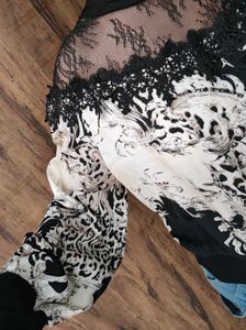 Premium Animal Print Lace Yoke Top | XXL | ₹999
