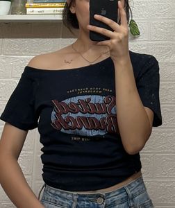 Off-Shoulder Graphic T-Shirt