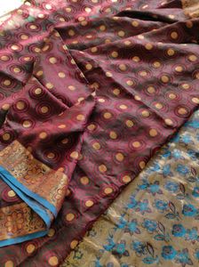 Elegant Maroon & Blue Saree