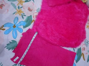 Fuzzy Pink Cardigan with scarf 🧣