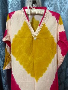 Embellished Yellow &amp; Pink Top