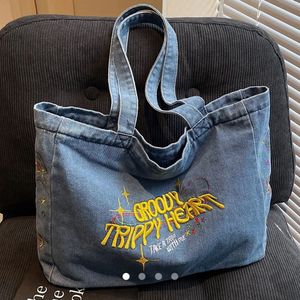 Embroidered Denim Tote Bag