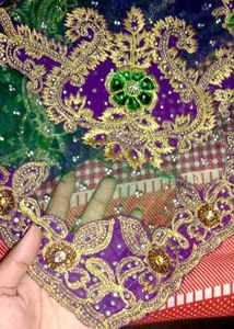 fully stone Hand work saree with blouse