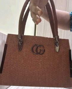 Brown Textured Satchel Bag