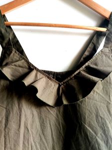 Ruffled Olive Tank Top