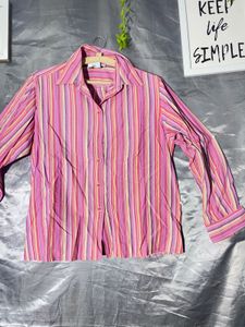 Pink Striped Button-Up Shirt