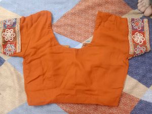 Orange Embroidered Sari