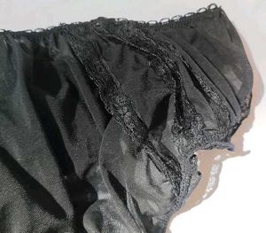 Satin Black Lace Trim Panty