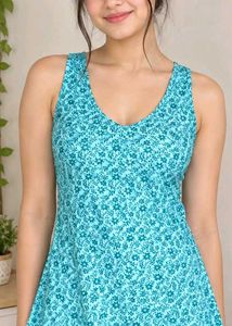 Turquoise Floral Halter Top