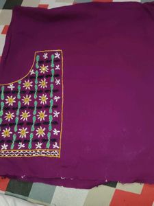 Beautiful Embroidered Purple Color Blouse Piece