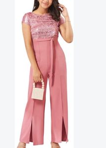 Sparkly Pink Jumpsuit with Belt