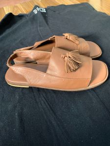 Nappa Dori Handcrafted Tan Leather Tassel Sandals