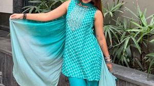 Beautiful Teal Kurta with Mirror Work