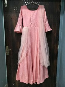 Elegant Pink Embroidered Gown