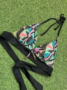 Colorful Geometric Print Bikini Top