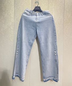 Pearl embellished high waist jeans