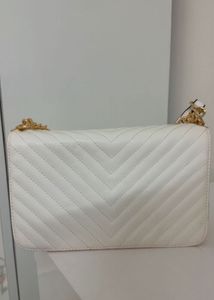 Quilted White Chain Shoulder Bag
