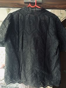 Black Broderie Anglaise Top