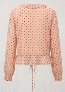 Peach Polka Dot Ruffle Top