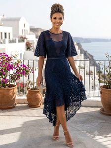 Pintresty Elegant Navy Lace maxi Dress