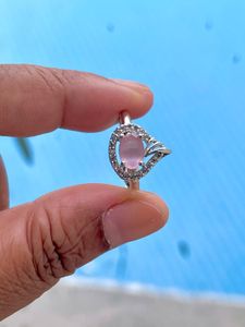 Adjustable Finger Ring Pink Stone