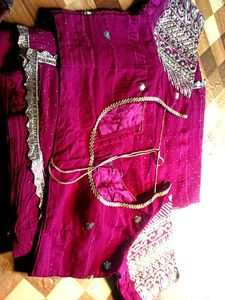 Purple Saree with Silver Border blouse size 44