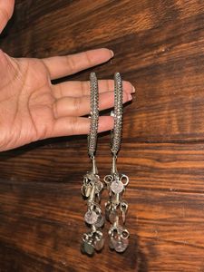 Silver Tone Dangle Bangles - Set of 2