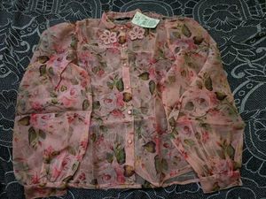 Shein Floral Embroidered Sheer Top