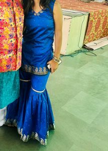 Elegant Blue saree Sharara Set