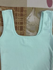 Sea Green Ribbed Tank Top