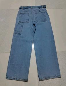 Wide Leg Denim Jeans with Belt