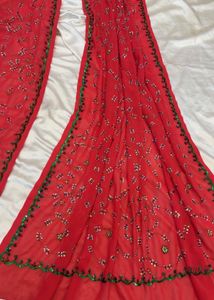 Stunning Red Embroidered saree