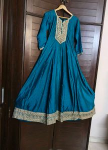 Partywear Teal Anarkali Suit with Dupatta
