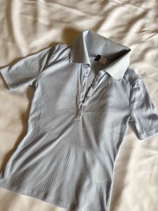 H&amp;M baby Blue Ribbed Polo Top