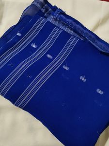 Elegant Blue Cotton Saree Diwali offer🔥